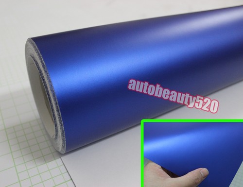 Película calcomanía de vinilo satinado azul metálico mate cromado satinado azul para automóvil de 12"" x 60"" aire acondicionado - Imagen 3 de 5