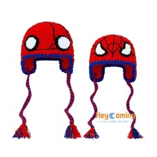 Spiderman Knitted Hat Cosplay Winter Warm Cotton Woolen Hat Adult Kid Knit Cap