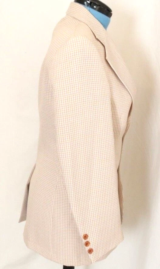 Vtg Levi's Panatela Brown Plaid Shoulder Pad 2-Button Blazer Jacket Women's M/L - Изображение 3 из 4