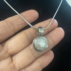 Sterling Silver 925 Mother Of Pearl Signed Pendant Necklace 15.5" #109-67