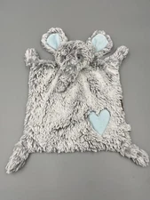 Demdaco Elephant Lovey Gray Rattle Plush Blue Heart Baby Security Blanket