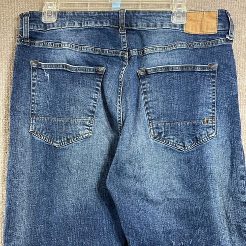 Aeropostale Jeans Mens 36X32 Straigt Blue Distressed Destroyed Denim Whiskering - Picture 8 of 19