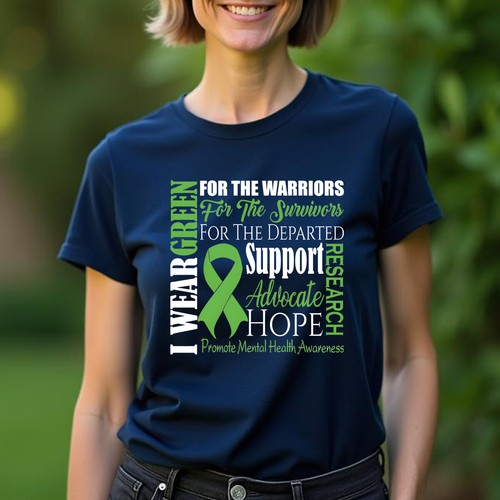 Womens Green Ribbon Mental Health Awareness T-Shirt Top Anxiety Emotional 1#MHA - Picture 9 of 34