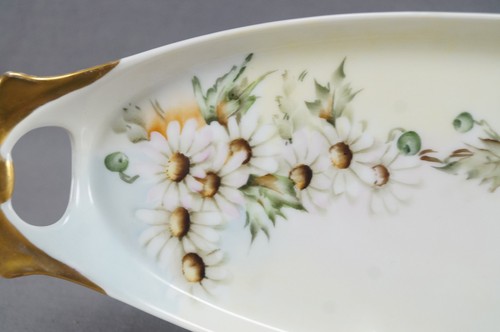 RS Prussia Germany Signed F Drury Hand Painted White Daisies & Gold Tray - Picture 3 of 9