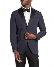 NWT Nordstrom Rack Men  s Tuxedo Jacket - Navy / Black Satin - 42 R