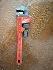 Vintage RIGID 10" inch Pipe Wrench The Ridge Tool Co Elyria Made In USA