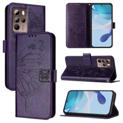 Für HTC U24 Pro Geprägt Schmetterling Leder Handy Hülle Cover Schale