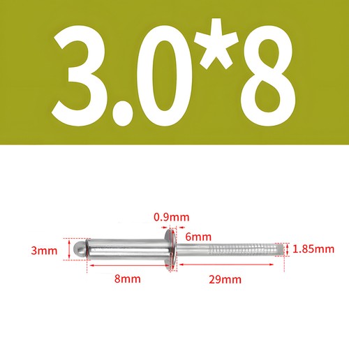 Remaches ciegos acero inoxidable A2 V2A cabeza plana ISO 15983 DIN 7337 remaches 2,4-6,4 mm - Imagen 16 de 65