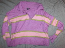 Wild Fable Purple Stripe Crop Boxy Oversized Soft Sweater V-Neck XS NWT 28