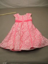 Jona Michelle Size 10 Girls Pink White Lace Back Button Back Tie Party Dress 454