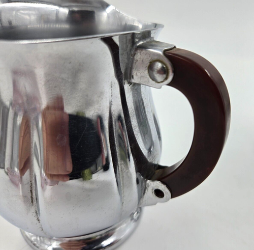 RARE Bakelite Handles & Knob Farber Bros. Chrome MCM Sugar Bowl Creamer Set - Picture 4 of 8