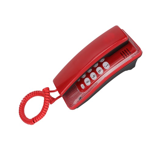 (Rouge)Téléphone Filaire De Bureau Ligne Fixe Murale Portable Avec Fonction - Zdjęcie 2 z 12