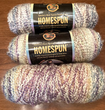 Lot of 3 Lion Brand Homespun Yarn 315 TUDOR Bulky Crochet Knit purple/blue/white