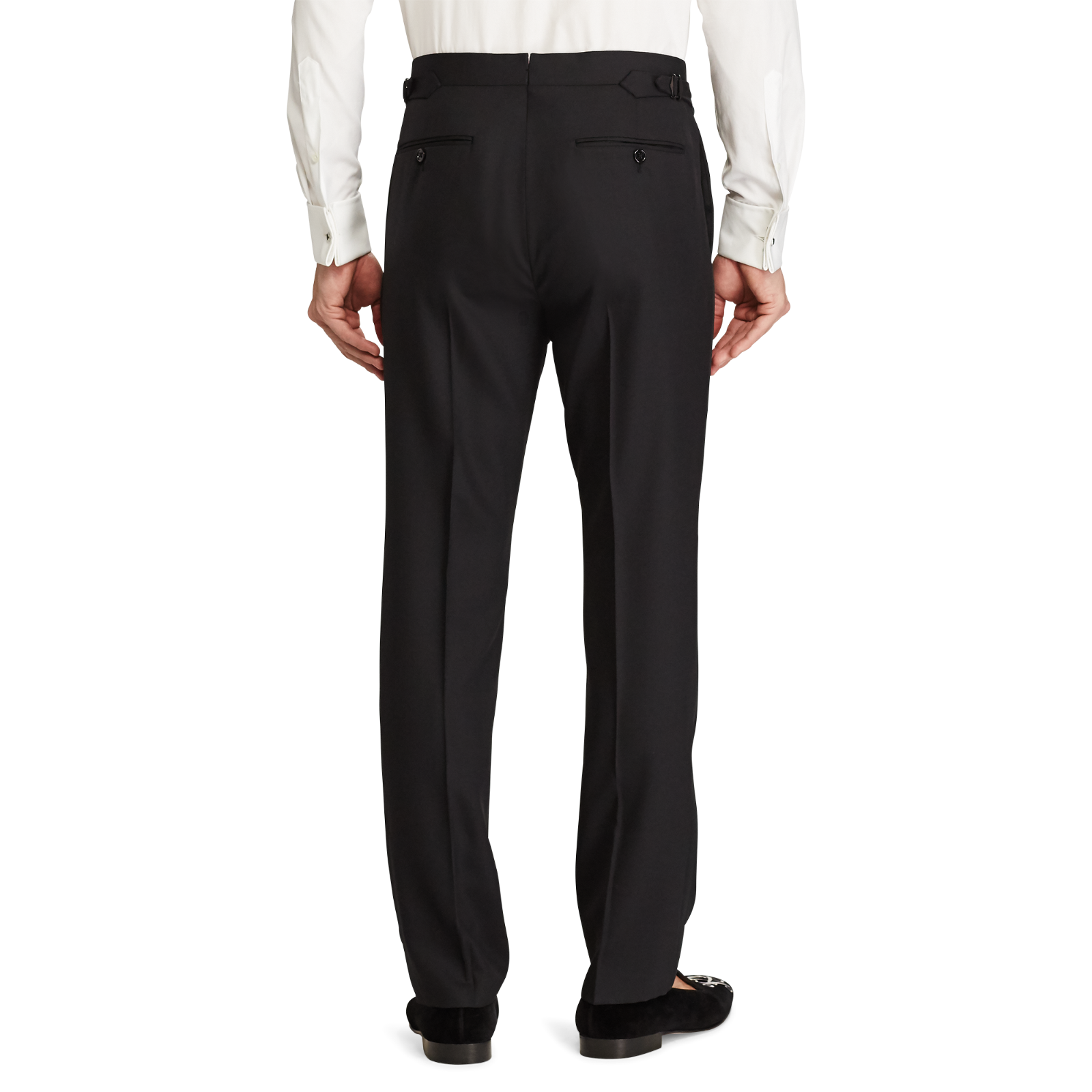 $695 Ralph Lauren Purple Label Black Slim Wool Barathea Tuxedo Trouser ...