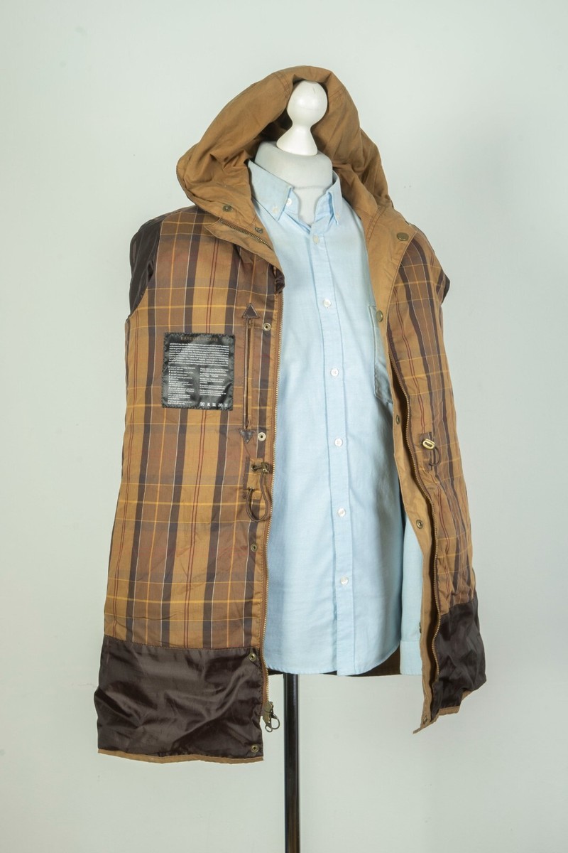 Women's Barbour Durham Parka Wax Cotton Brown Jacket Size UK
