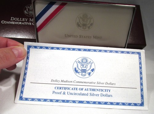 1999 Dolley Madison Commemorative Silver Dollars 2 Coin Set OGP & COA AQ490 - Picture 7 of 7