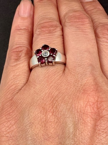 GENUINE RHODOLITE GARNET & OPAL RING 925 STERLING SILVER FAST FREE SHIPPING !! - Picture 9 of 19