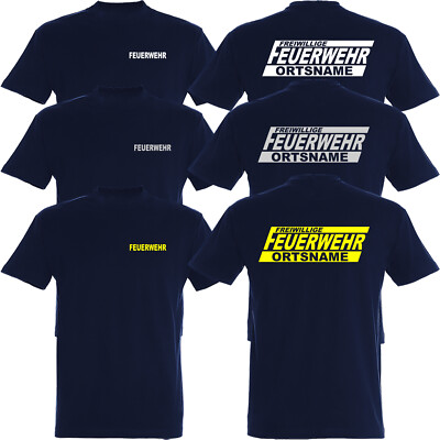 FEUERWEHR T-Shirt Ortsname schwarz oder marineblau verschiedene Druckfarben X