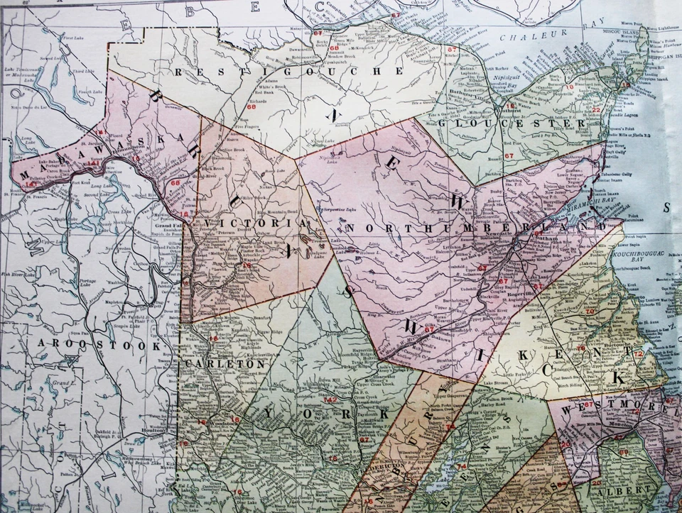 RAND MCNALLY COMMERCIAL ATLAS MAP PAGE OF NOVA SCOTIA NB PEI CANADA 1913 VINTAGE Foto 4 de 4