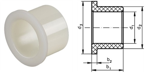 Bundbuchse aus Polyamid Durchmesser D1/D2/D3 x Länge Gleitlager für Welle Lager - Bild 2 von 2