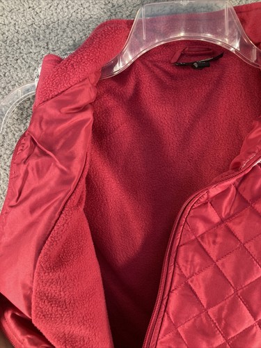 Jane Ashley Vest Women’s Medium Pink Gray Quilted Full Zip Fleece Lined Casual - Picture 9 of 13