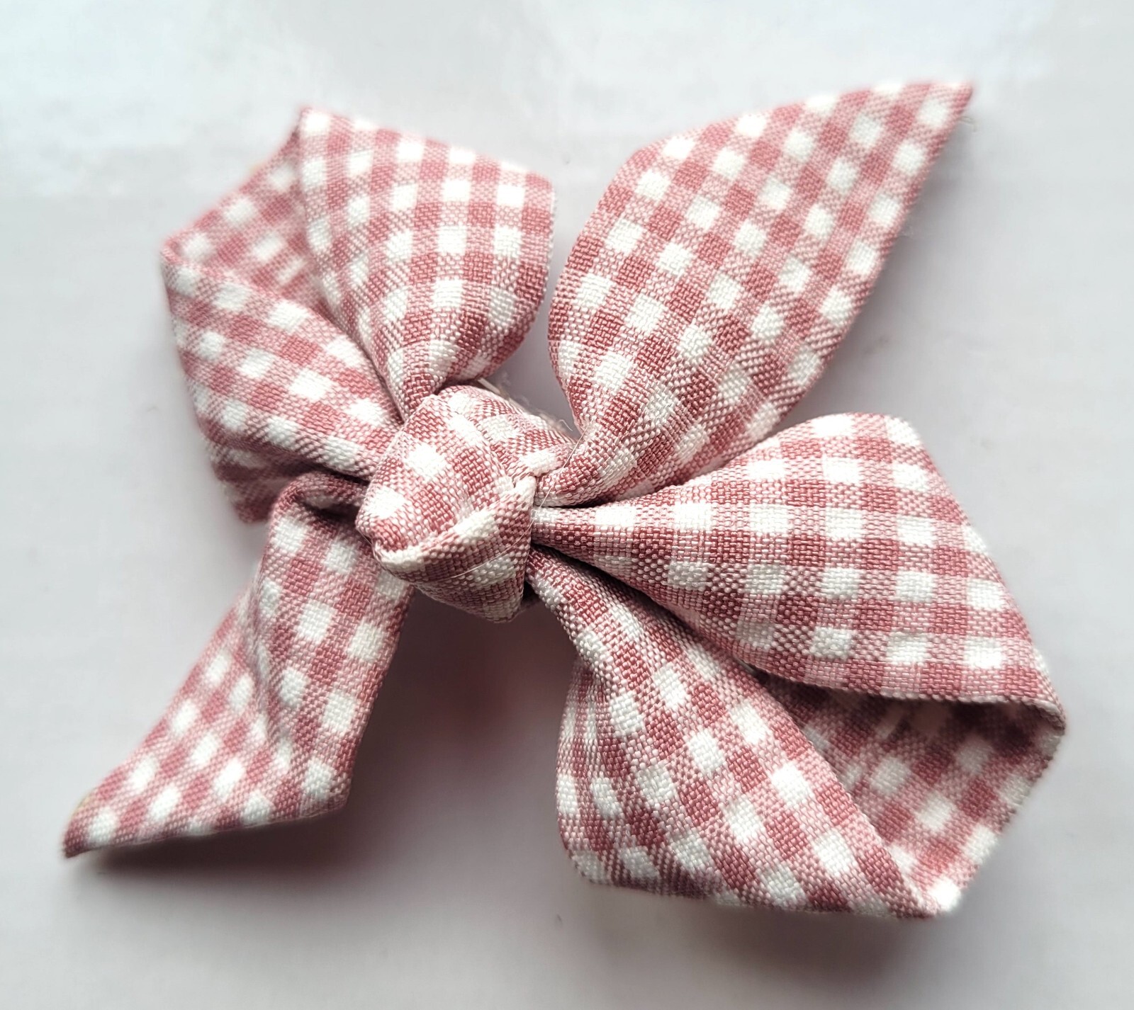 NEW 6cm Pink Gingham Fabric Tied Bow Crocodile Hair Grips Clips Fashion