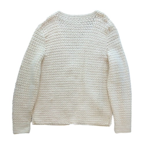 Vintage Handknit Chunky Knit Cardigan 80s Cream Kurt Cobain Grunge Sweater - 2XL - Picture 5 of 5