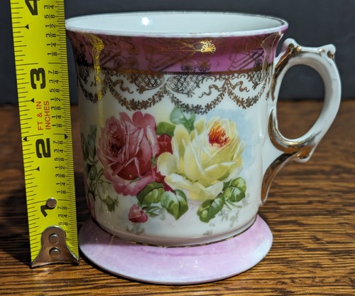 Vintage Porzellan Becher spätviktorianisches Zeitalter - rosa mit Rosen & Golddetails deutsch - Bild 2 von 10
