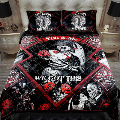 Gothic Skull Bedding Decorations, Wedding Anniversary, Valentines Day, Christmas
