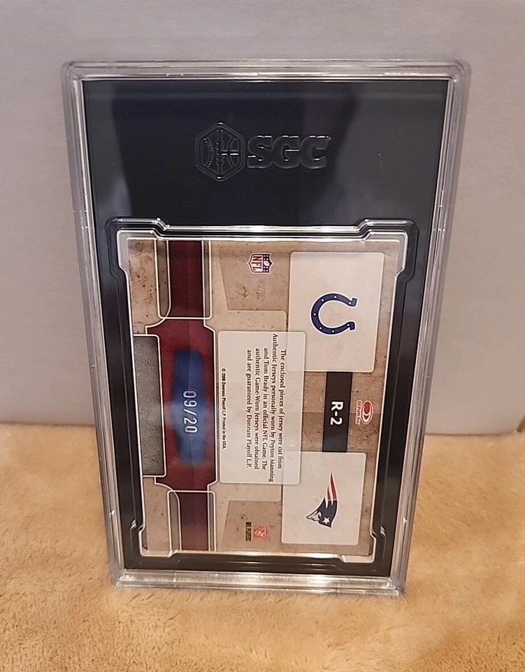 2008 Donruss Gridiron Tom Brady Peyton Manning Rivals Prime Patch /20 SGC 8.5 - Image 2 of 3