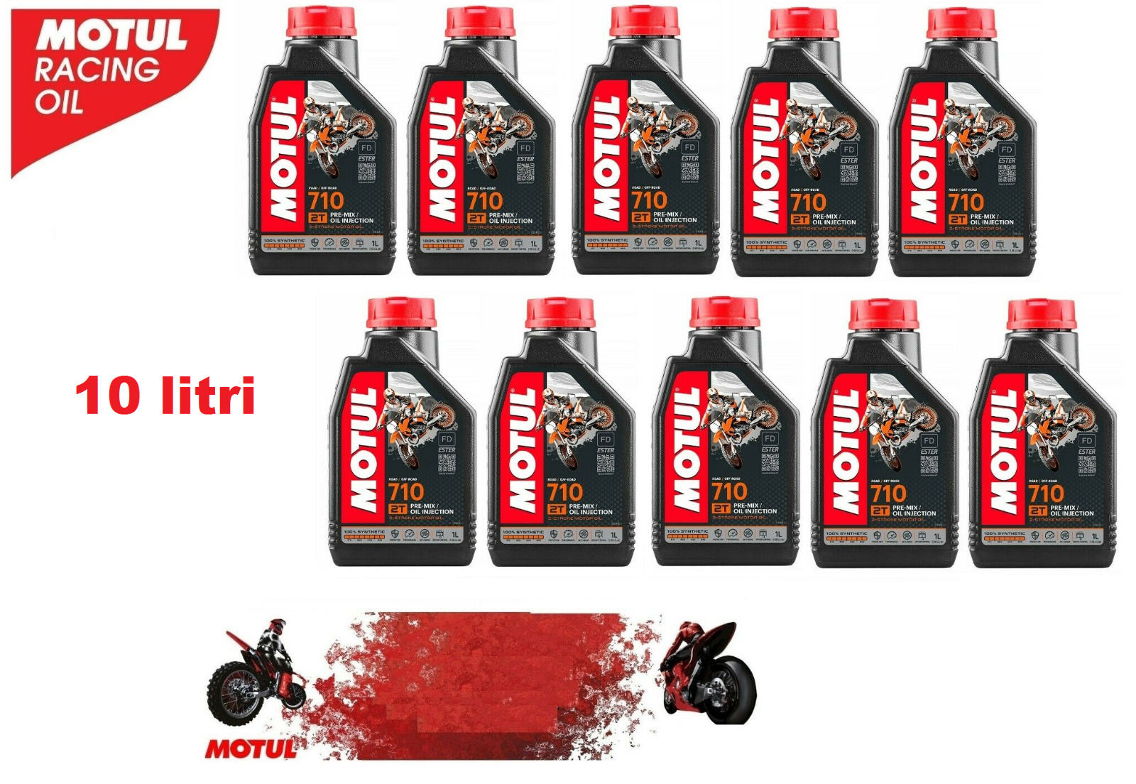 Olio Motore Moto Motul 710 2T 100% Sintetico - 10 LITRi LT 2 TEMPI -  Shopping.com