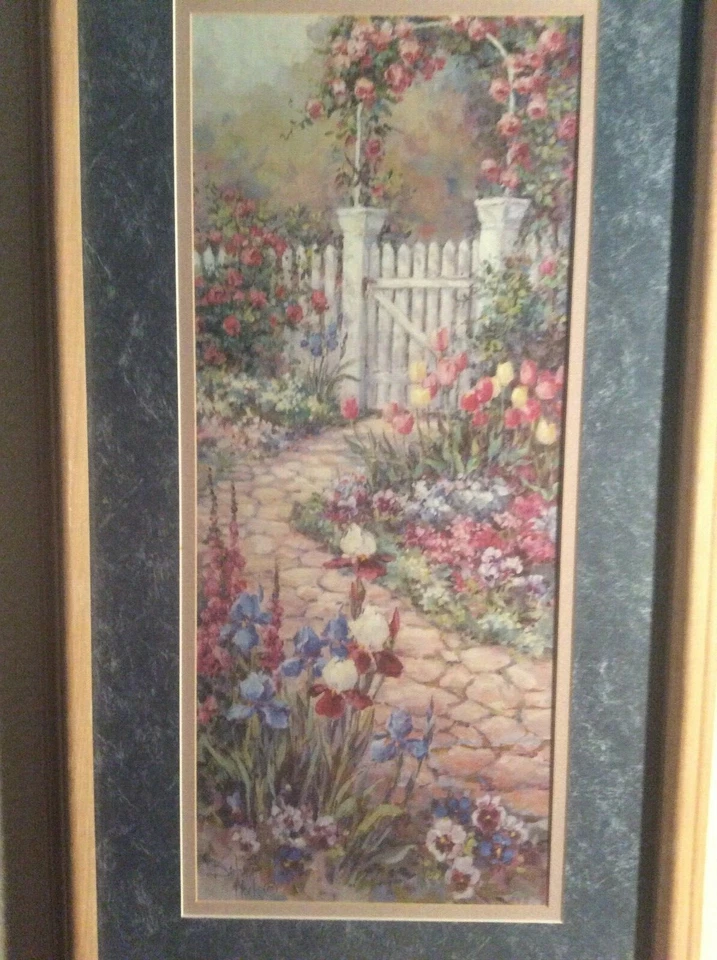 Impresión enmarcada en galería Barbara Mock 'Roses Trellis'. Firmado. Foto 3 de 3