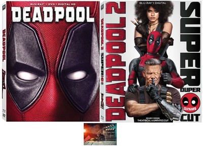 Marvel Double Feature DEADPOOL & DEADPOOL 2 BLU RAY Set + Movie Take Art Card