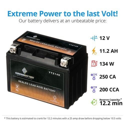 YTZ14S Rechargeable AGM Generator Battery for Honda EM400S, EM5000S