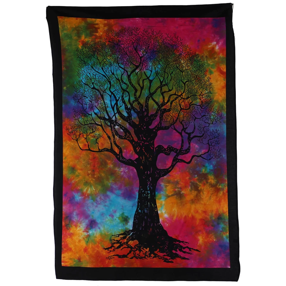 Indischer Wandbehang Poster bunter Baum Dekotuch ca. 105 x 73 cm  - Bild 1 von 1