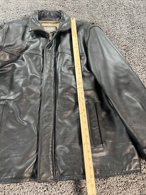 Vintage Wilson's Leather Jacket Mens XL Black Full Zip Biker 90s