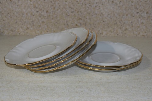Winterling® Bavaria Germany White w/Gold Trim China: 5 Coffee Cup Saucers Only - Picture 6 of 6