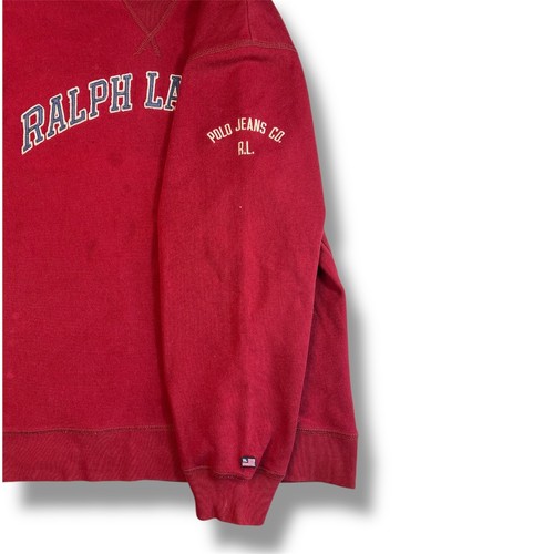 Vintage Polo Ralph Lauren Crew Neck Mens M Red Pullover Cotton Fair Condition - Picture 3 of 5