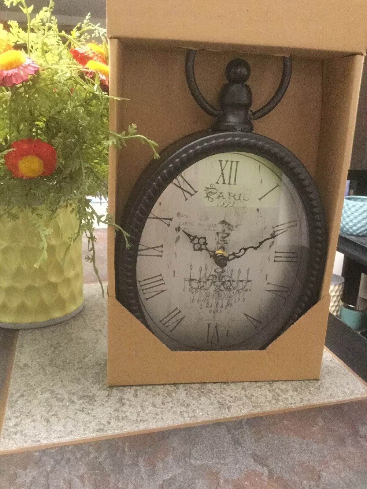 CLOCK PARIS VERY INTRICATE BRUSHED BRONZE HANGING CLOCK NIB APPROX HT. 18” X 9”