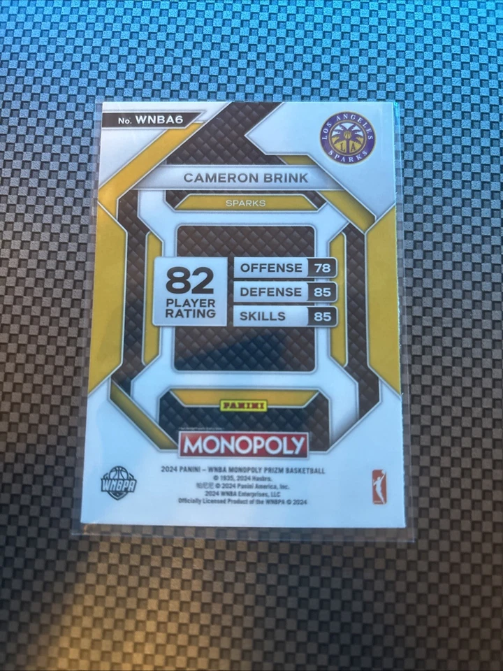 Cameron Brink 2024 Panini Prizm Monopoly Rookie Card Insert Spark #WNBA6 - Image 2 of 2