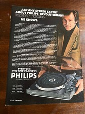 1978 Vintage 8X11 Print Ad FOR PHILIPS PROJECT 7 SERIES TURNTABLES STEREO EXPERT