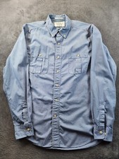 Nautica Slim Fit Button Down Shirt Sail Logo Blue Check Long Sleeve Men's L