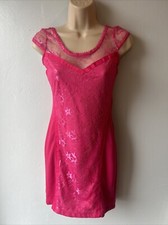 Women’s Designer Paprika Size 6 Hot Pink Floral Lace Bodycon Party Dress