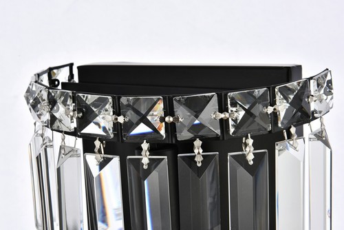Wall Sconce Black Bedroom Bathroom Dining Room Clear Crystal 2 Light Fixture - Picture 7 of 7