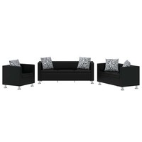 Vidaxl Sofa-Set Kunstleder 3-Sitzer + 2-Sitzer + Sessel Schwarz Neu