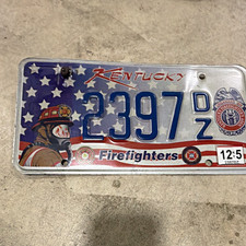 Kentucky Firefighters Collectible License Plate 2397 Z 1/2 Kentucky