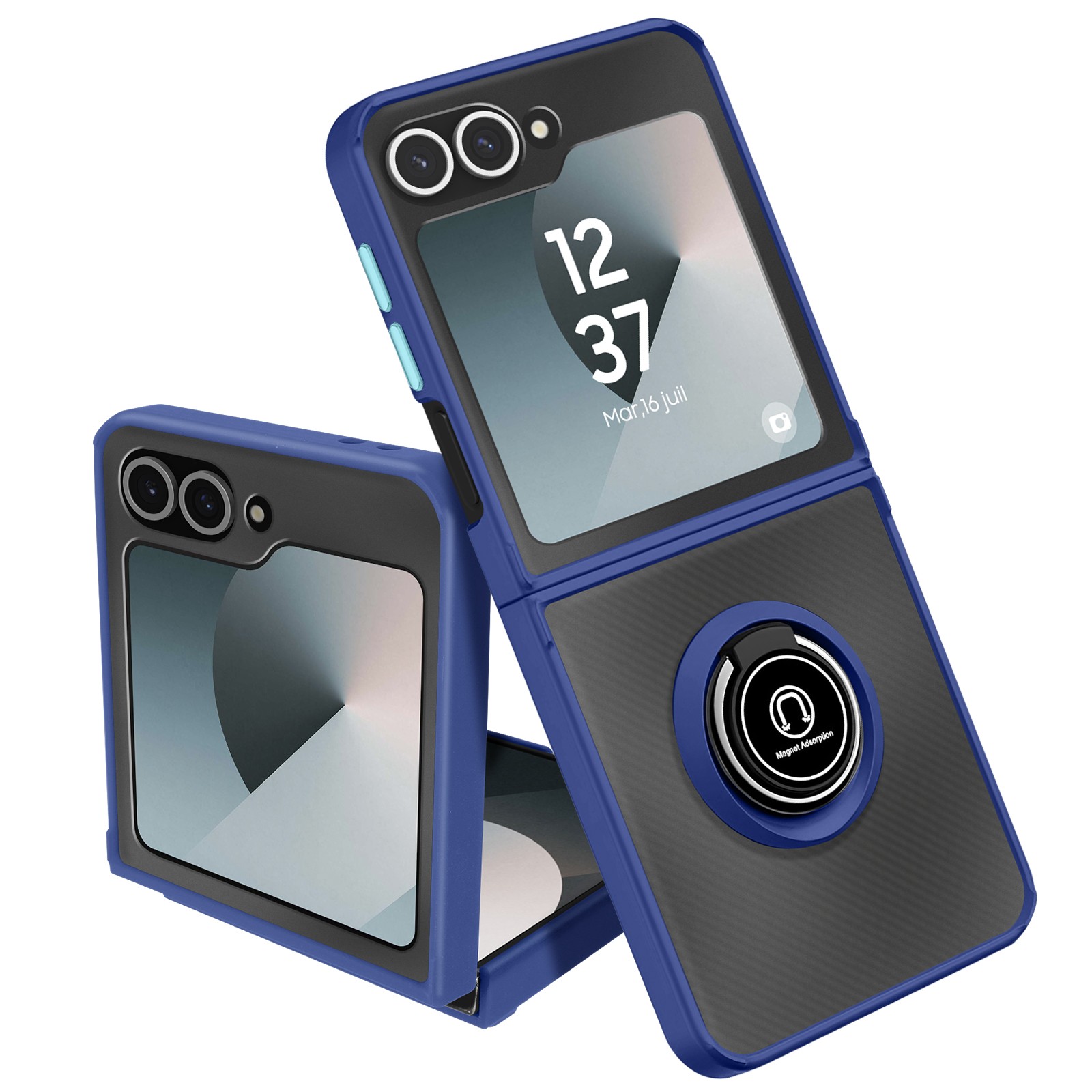 Coque Galaxy Z Flip 6 Avizar Antichoc avec Anneau Magnétique Bleu