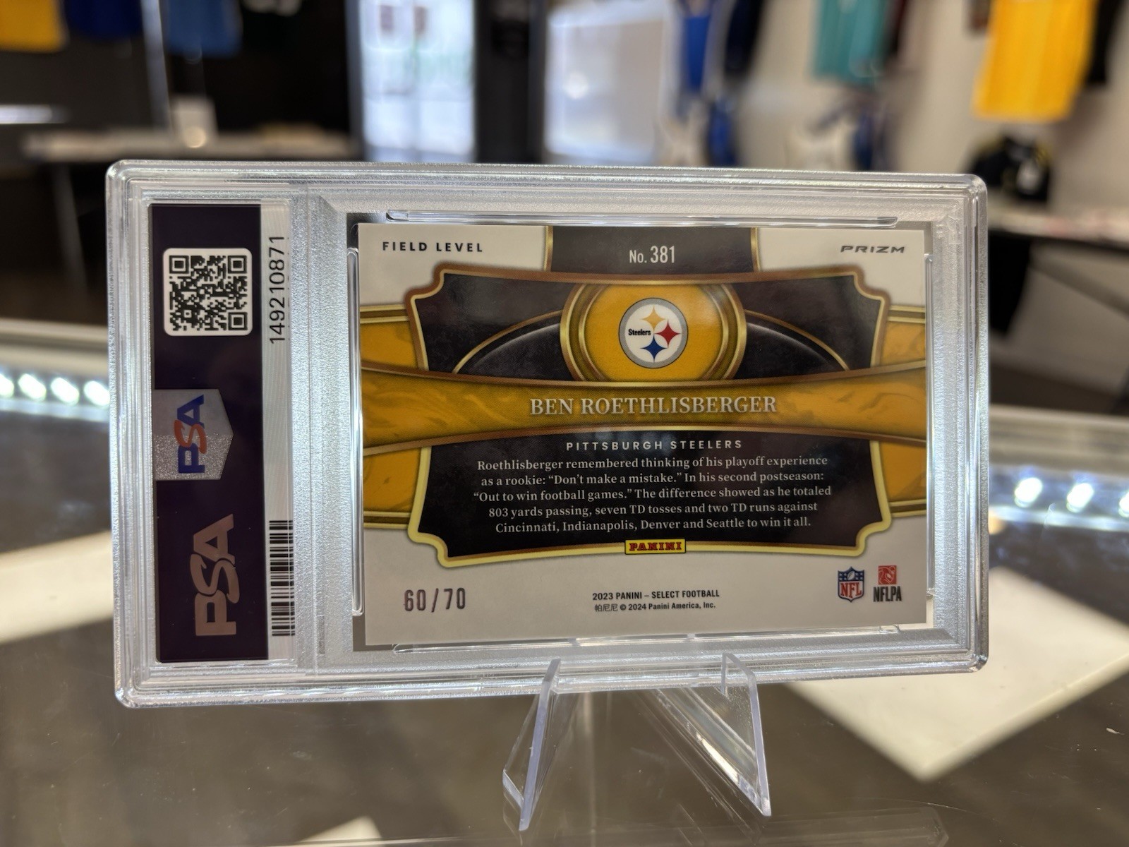 2023 Select Dragon Scale Prizm PSA 10 Ben Roethlisberger 60/70 view 2