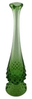 Vintage 1970’s Fenton Swung Vase Bright Green Glass Hobnail Footed 9.5"