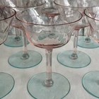 Vintage Tiffin Franciscan Depression Glass Sherbet Cocktail Pink & Blue Set Of 8